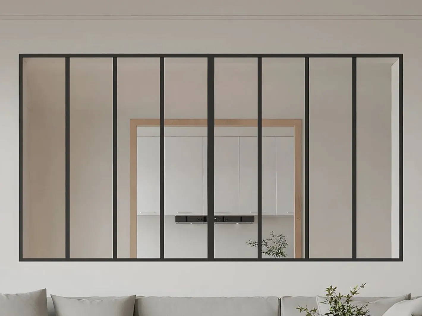 Cristalera tipo taller de aluminio termolacado - Ancho 240 x Alt. 130 cm - - BAYVIEW^Vente-unique Outlet