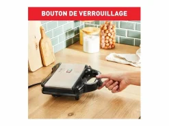Tefal Croque-monsieur SM155212 ultracompacto 700W acero inoxidable antiadherente con mango termorresistente y bloqueo de seguridad Plateado New