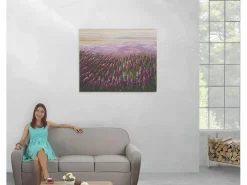 MCW Cuadro al óleo campo de flores pintado a mano Multicolor