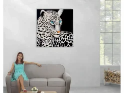 MCW Cuadro|Cuadro al óleo Leopardo blanco pintado a mano