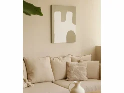 DECOWOOD Cuadro decorativo sobre lienzo de algodón con marco de madera marrón claro pintado artesanalmente con pintura al oleo de 80x100cm - KIKA - Multicolor Discount