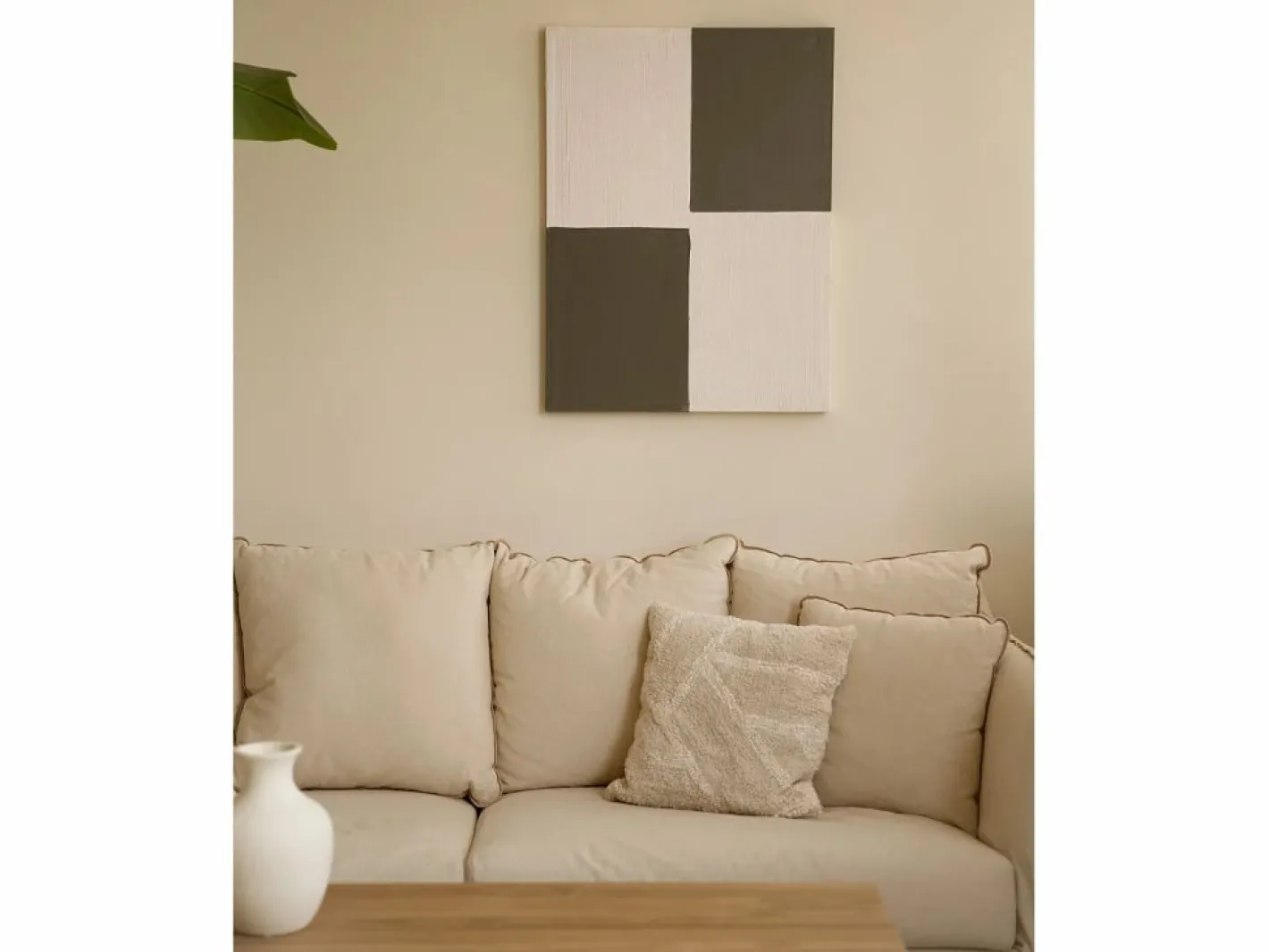 DECOWOOD Cuadro|Cuadro decorativo sobre lienzo de algodón con marco de madera negro pintado artesanalmente con pintura al oleo de 60x80cm - PRISMA -
