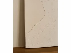 DECOWOOD Cuadro decorativo sobre lienzo de algodón con marco de madera negro pintado artesanalmente con pintura al oleo de 100x150cm - LEO - Beige Outlet