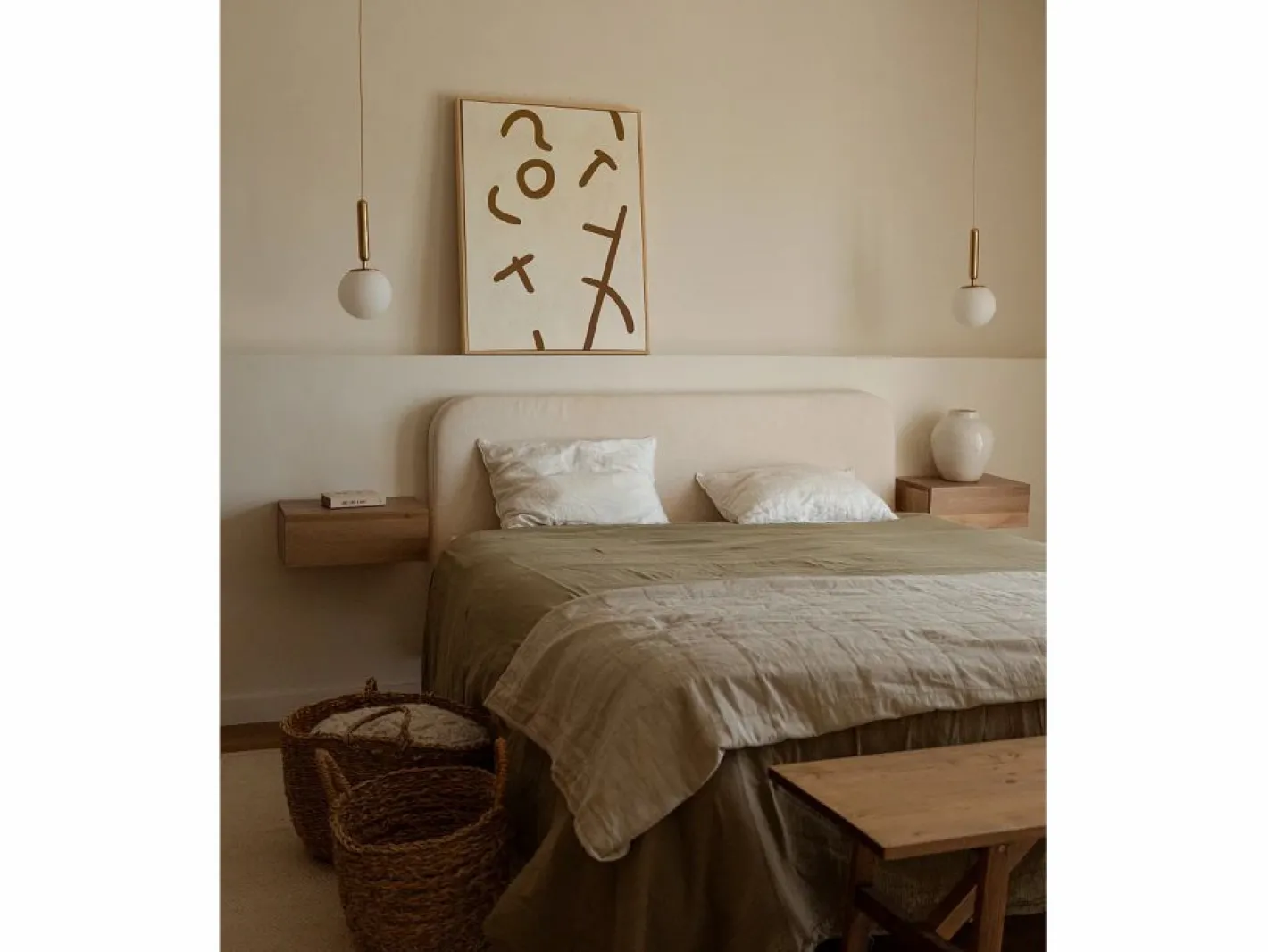DECOWOOD Cuadro|Cuadro decorativo sobre lienzo de algodón con marco de madera marrón claro pintado artesanalmente con pintura al oleo de 60x80cm - VIRGINIA -