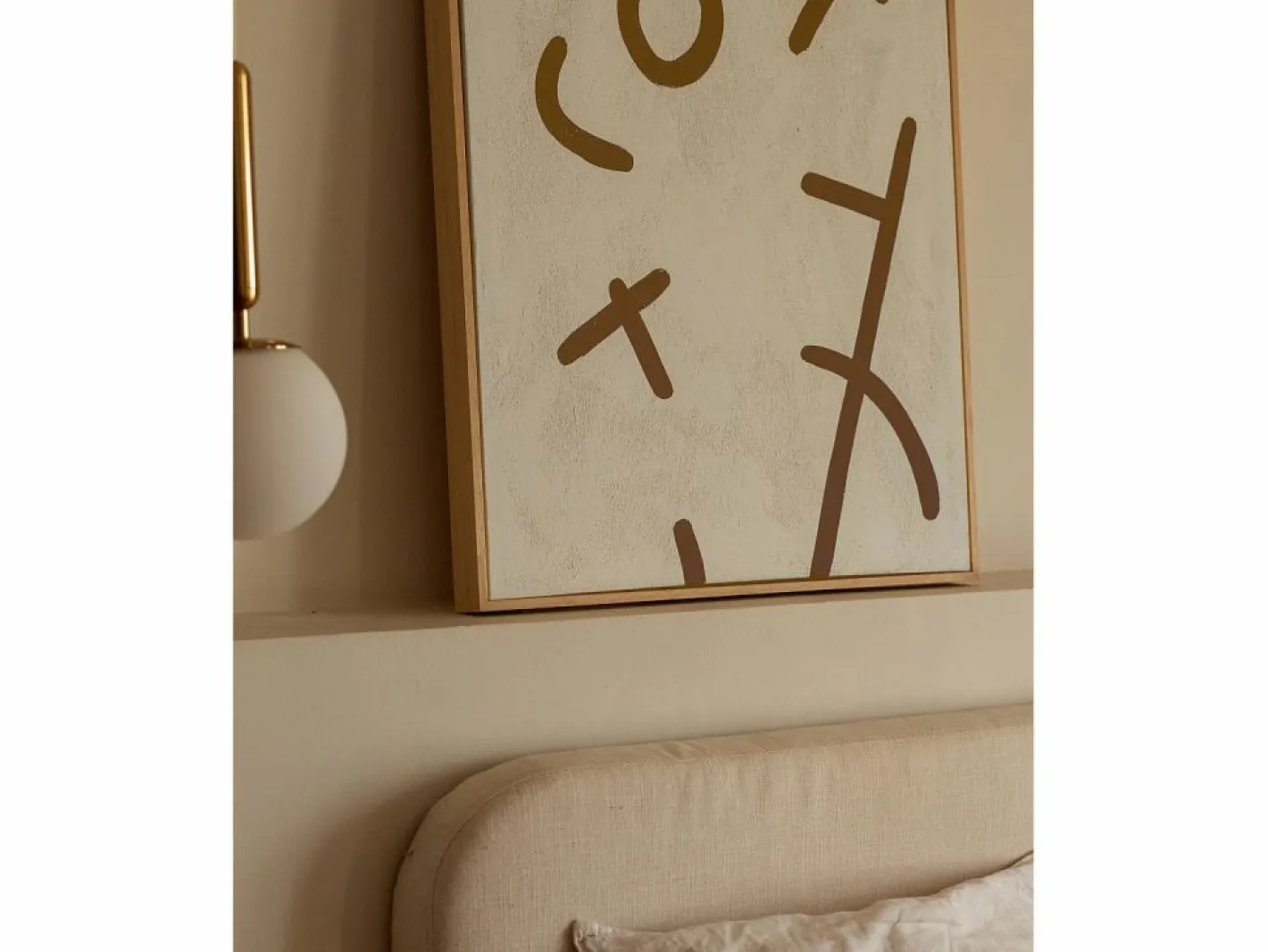 DECOWOOD Cuadro|Cuadro decorativo sobre lienzo de algodón con marco de madera marrón claro pintado artesanalmente con pintura al oleo de 60x80cm - VIRGINIA -
