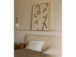 DECOWOOD Cuadro|Cuadro decorativo sobre lienzo de algodón con marco de madera marrón claro pintado artesanalmente con pintura al oleo de 60x80cm - VIRGINIA -