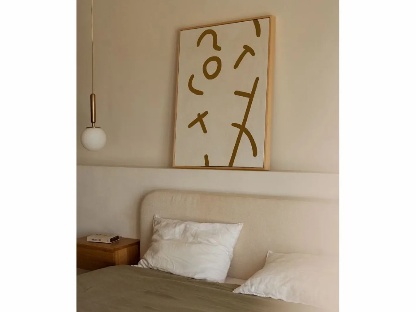 DECOWOOD Cuadro|Cuadro decorativo sobre lienzo de algodón con marco de madera marrón claro pintado artesanalmente con pintura al oleo de 60x80cm - VIRGINIA -