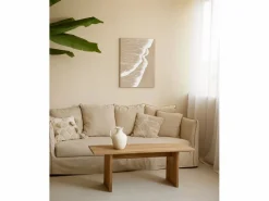 DECOWOOD Cuadro|Cuadro decorativo sobre lienzo de lino con marco de madera negro pintado artesanalmente con pintura al oleo de 80x100cm - ADRIANA -