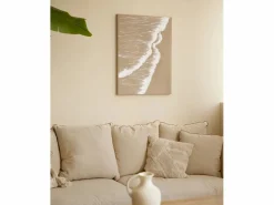 DECOWOOD Cuadro|Cuadro decorativo sobre lienzo de lino con marco de madera negro pintado artesanalmente con pintura al oleo de 80x100cm - ADRIANA -