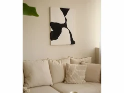 DECOWOOD Cuadro|Cuadro decorativo sobre lienzo de algodón con marco de madera blanco pintado artesanalmente con pintura al oleo de 100x150cm - MISIA -