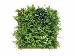 OZAIA Panel De Pared|Cuadro vegetal sintético 55 x 55 cm, Marco natural, Follaje , VEGITIRI