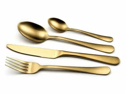 Amefa Cubertería de 24 piezas Austin dorada mate de acero inoxidable con acabado satinado PVD Dorado Clearance