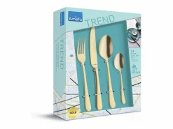 Amefa Cubertería de 24 piezas Austin dorada mate de acero inoxidable con acabado satinado PVD Dorado Clearance