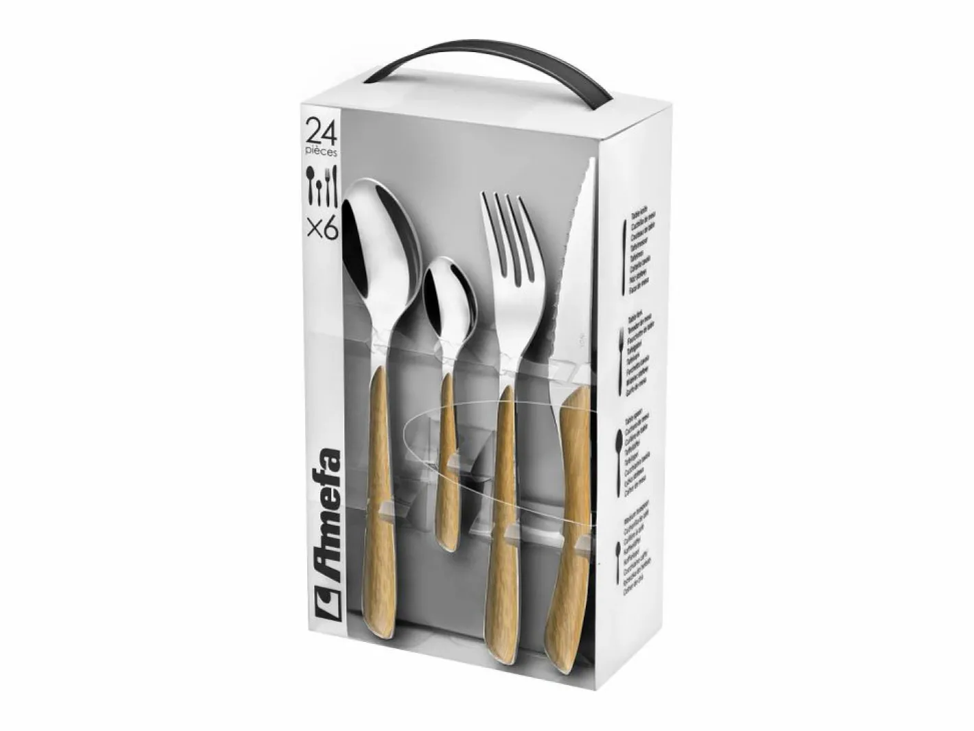 Cubertería de 24 piezas Eclat Nature en madera clara para 6 personas^Amefa Sale