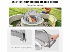 Materiales Y Utensilios De Cocina|Cubierta SucceBuy de Protección Antichispas para Hogar Redondo de Leña de 76.2cm en Acero Inoxidable, Accesorios Redondos para Anillo de Hogar al Aire Libre