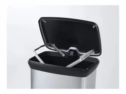 Cubo De Basura Para Cocina|Cubo de basura con pedal 50L efecto metal , plástico reciclado, cierre silencioso y sistema antiolor