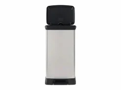 Cubo De Basura Para Cocina|Cubo de basura con pedal 50L efecto metal , plástico reciclado, cierre silencioso y sistema antiolor