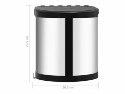 Helloshop26 Cubo de basura de cocina empotrado 12 litros acero inoxidable 02_0006040 Plateado Discount