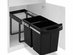 Helloshop26 Cubo de basura de cocina extraíble con mecanismo de cierre suave 48 litros 02_0006061 Negro Online