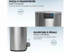 Kitchen Move Cubo de basura de cocina de pedal 50L ADMIRAL Plateado Best