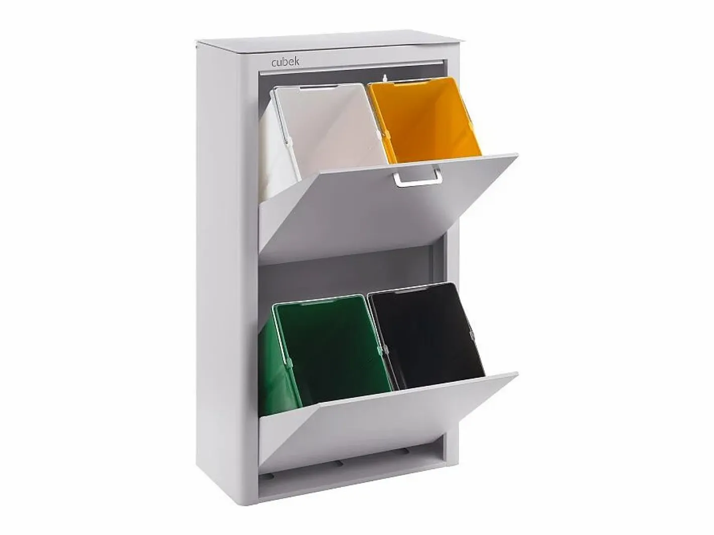 Don Hierro Cubo de basura para la cocina - Cubo de reciclaje - 4 compartimentos de 20L - CUBEK Gris