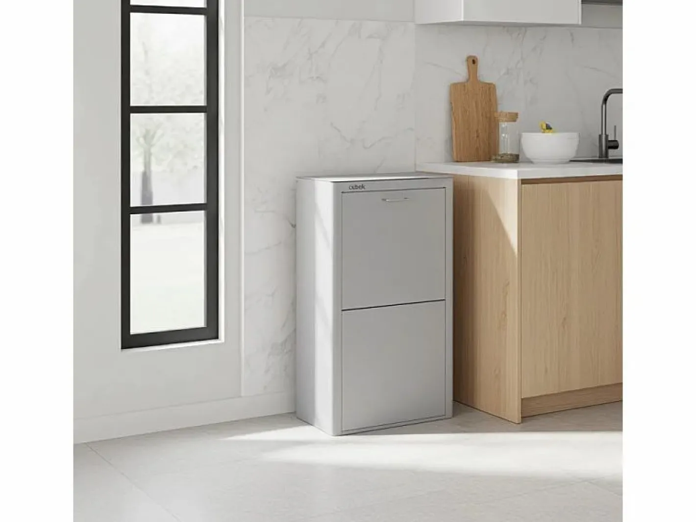 Don Hierro Cubo de basura para la cocina - Cubo de reciclaje - 4 compartimentos de 20L - CUBEK Gris