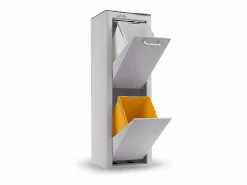 Don Hierro Cubo de basura para la cocina - Cubo de reciclaje - 2 compartimentos de 20L - CUBEK Gris