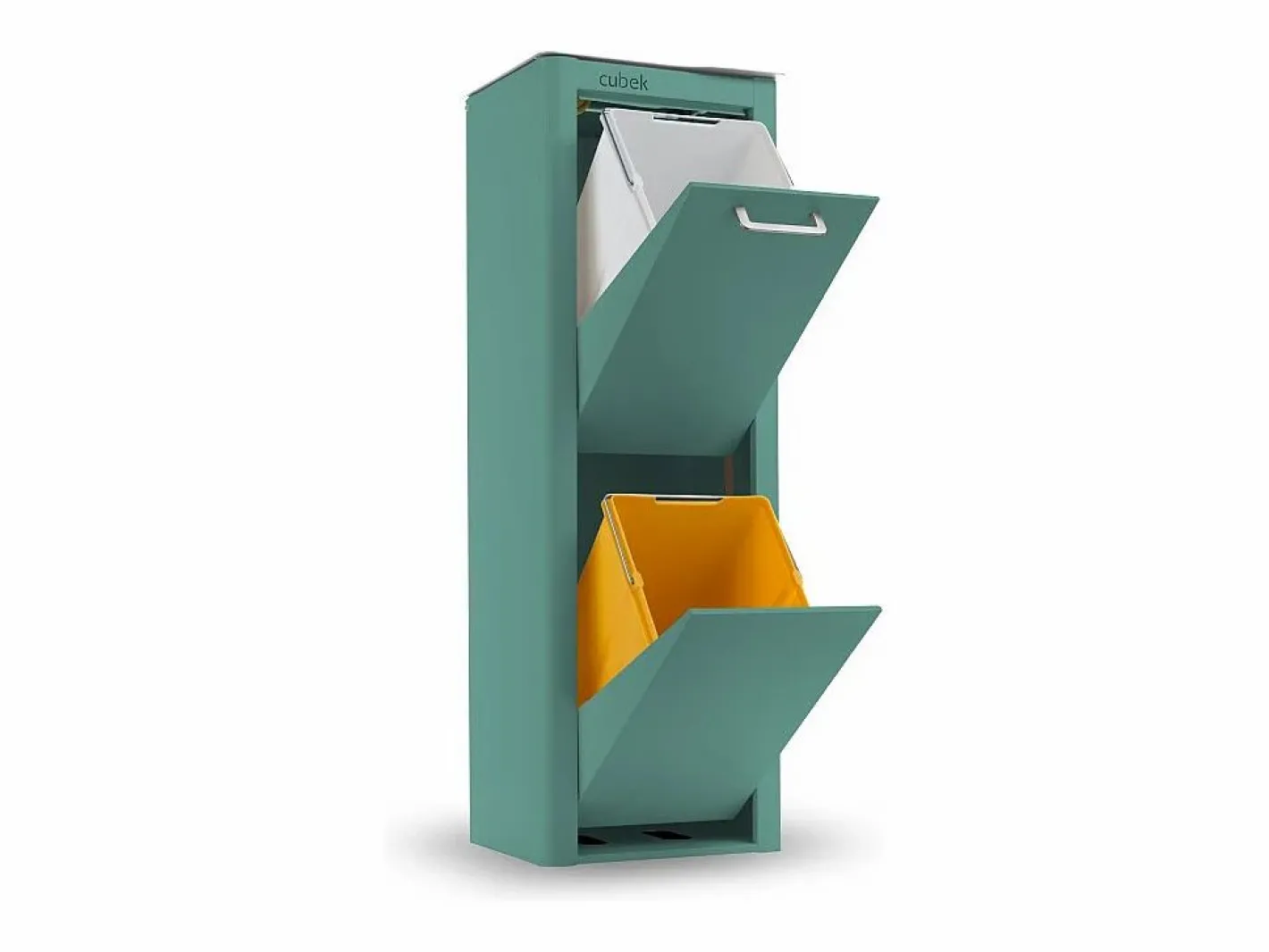 Don Hierro Cubo de basura para la cocina - Cubo de reciclaje - 2 compartimentos de 20L - CUBEK Azul turquesa New