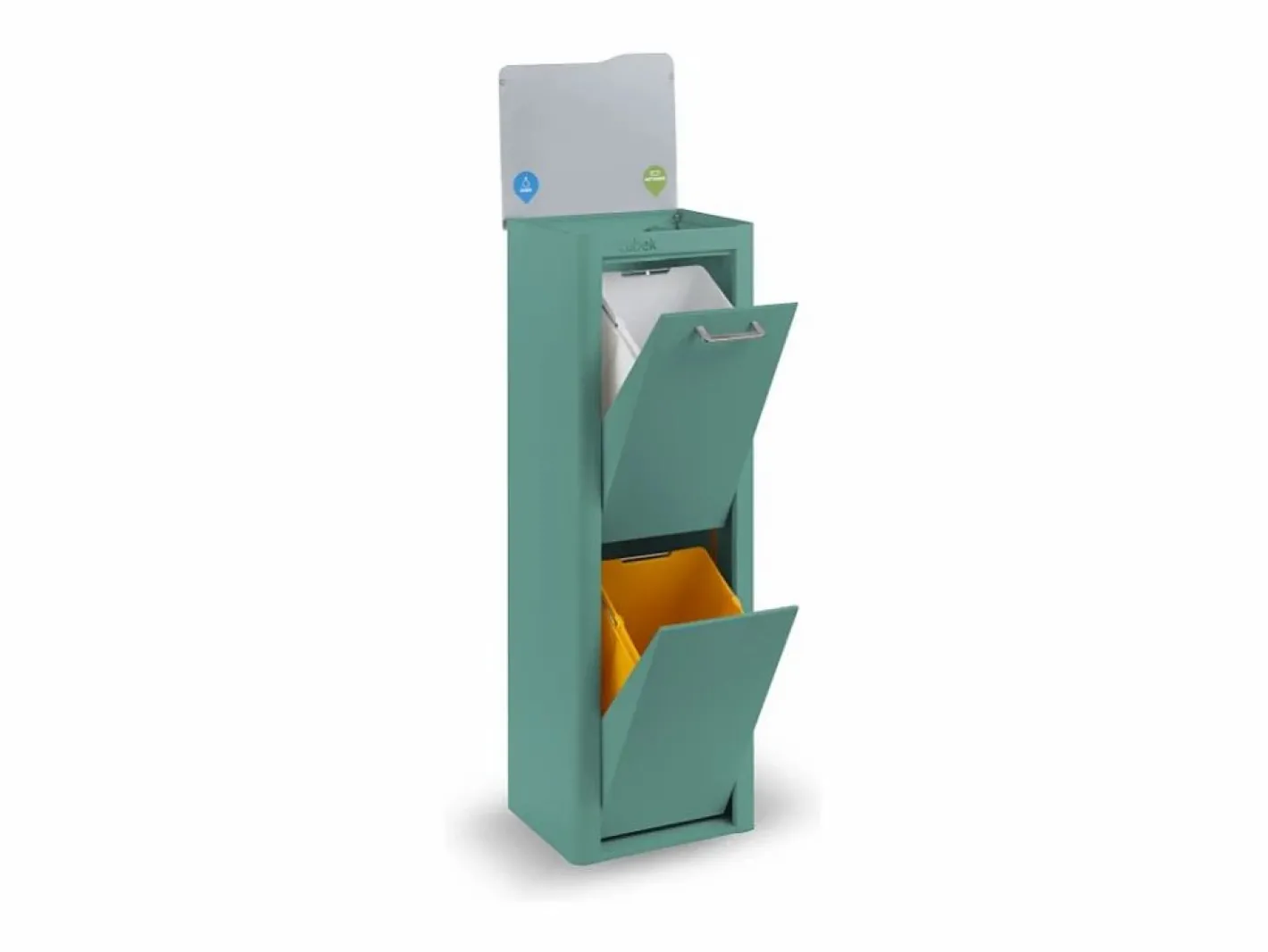 Don Hierro Cubo de basura para la cocina - Cubo de reciclaje - 2 compartimentos de 20L - CUBEK Azul turquesa New