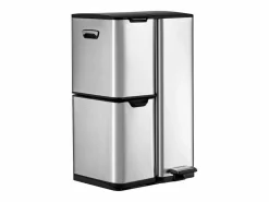 Vente-unique Cubo de reciclaje de acero inoxidable con pedal - 3 compartimentos - 60L - DUMEO Plateado Sale