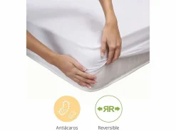 Cambia tus muebles Protector De Colchón|Cubrecolchón acolchado de 150x190-200x26 cm absorbente y transpirable en blanco Zafir