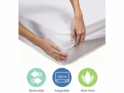 Cubrecolchón de 135x190 cm hipoalergénico de microfibra extra suave en color blanco Alisa^Cambia tus muebles