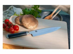 Cubierto|Cuchillo de Cocina Shun Classic 20cm Damasco 32 Capas Pakka Wood