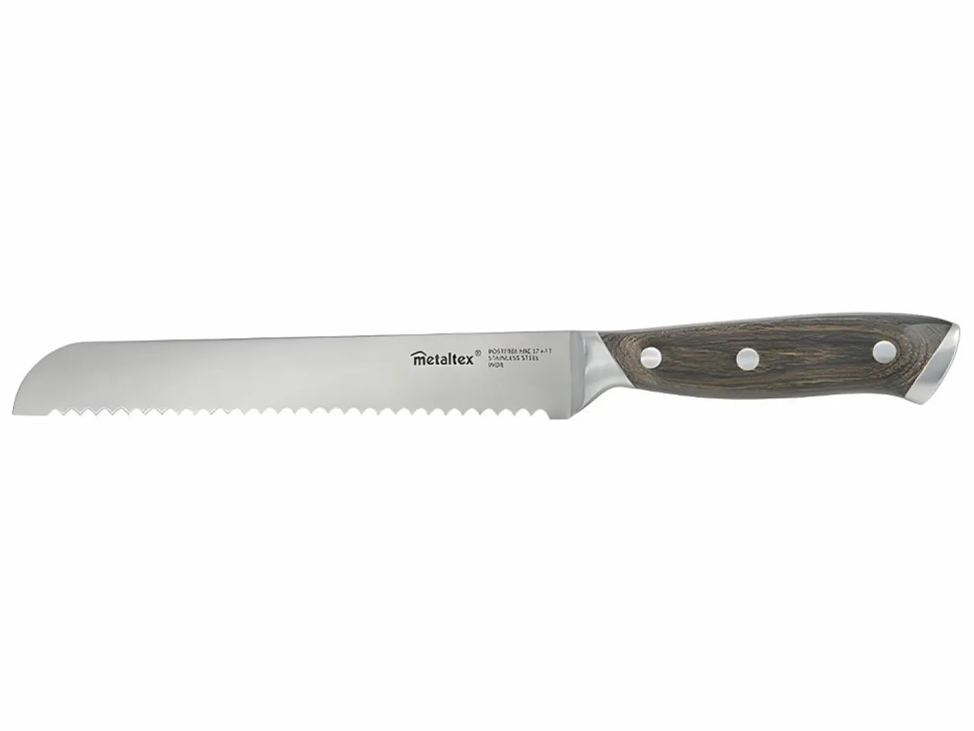 METALTEX Cubierto|Cuchillo de Pan HERITAGE 20 cm Madera Pakka Acero Inoxidable Molibdeno-Vanadio