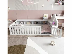 ModernLuxe Cuna bebé 90x200 cm - con almacenamiento - con puerta - con somier de láminas - (colchón no incluido) Blanco Sale