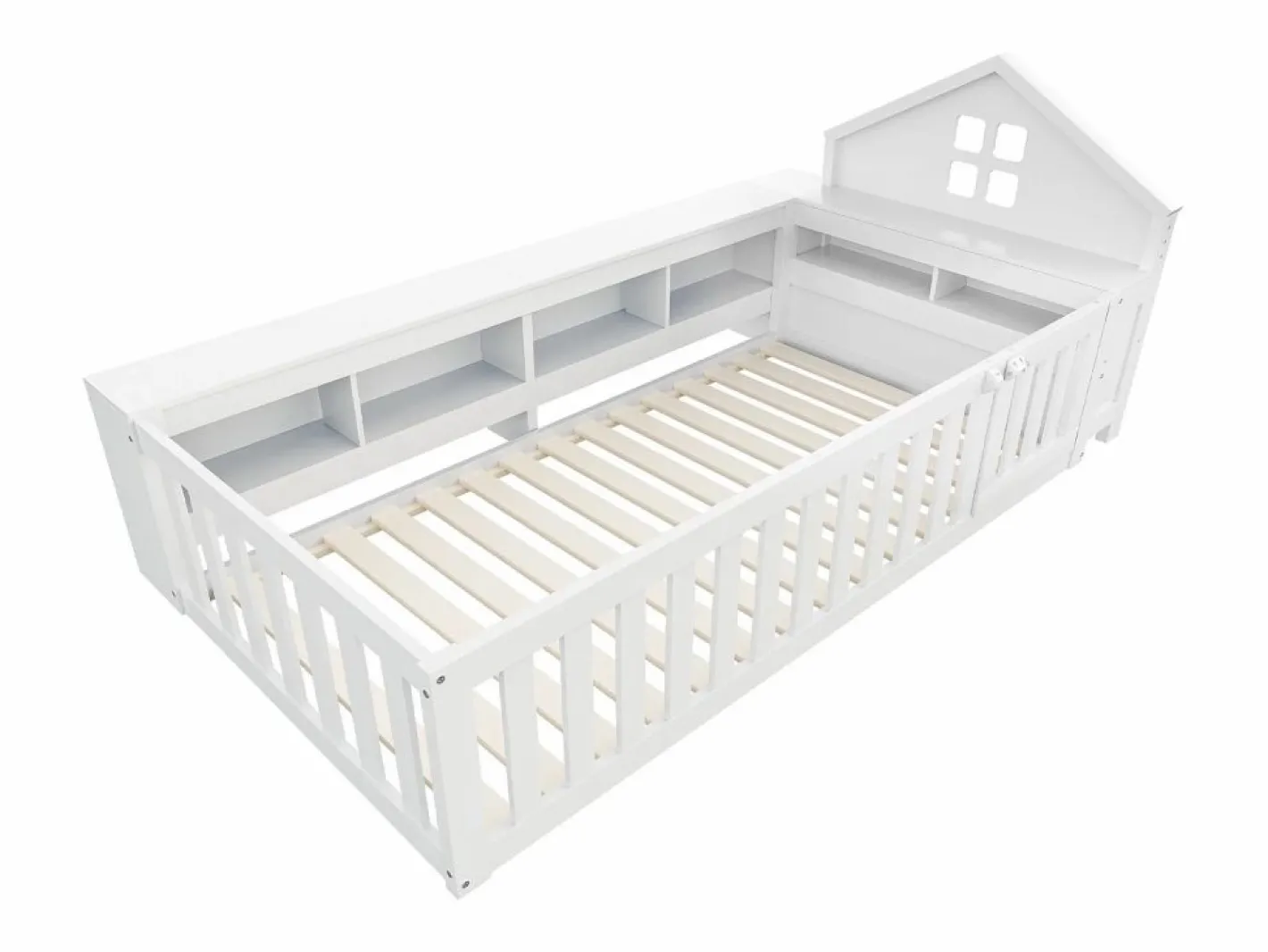 ModernLuxe Cuna bebé 90x200 cm - con almacenamiento - con puerta - con somier de láminas - (colchón no incluido) Blanco Sale