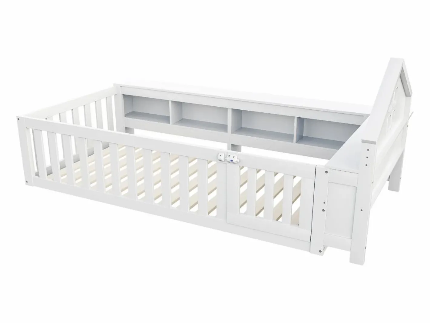 ModernLuxe Cuna bebé 90x200 cm - con almacenamiento - con puerta - con somier de láminas - (colchón no incluido) Blanco Sale