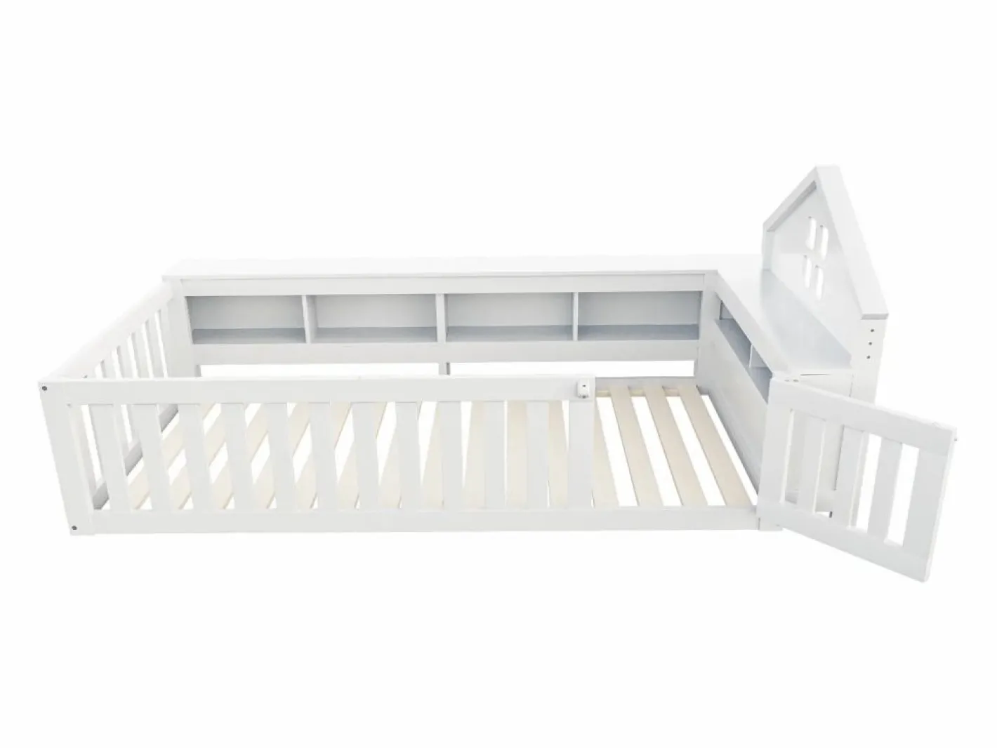 ModernLuxe Cuna bebé 90x200 cm - con almacenamiento - con puerta - con somier de láminas - (colchón no incluido) Blanco Sale