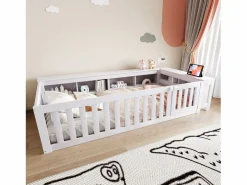 ModernLuxe Cuna bebé 90x200 cm - con almacenamiento - con puerta - con somier de láminas - (colchón no incluido) Blanco Discount