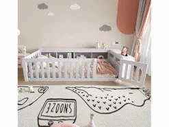 ModernLuxe Cuna bebé 90x200 cm - con almacenamiento - con puerta - con somier de láminas - (colchón no incluido) Blanco Discount