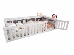 ModernLuxe Cuna bebé 90x200 cm - con almacenamiento - con puerta - con somier de láminas - (colchón no incluido) Blanco Discount