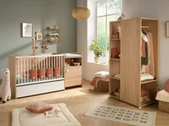 Cuna de madera de 120x60 convertible en 90x190 con cambiador de 1 puerta^ Clearance