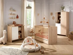 Sauthon Cuna de madera, 120x60cm, decoración roble suave Marru00f3n