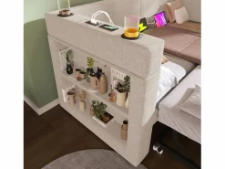Daybed - 90 x 200 cm + 90 x 190 cm - con cama nido - reposabrazos con USB + almacenaje - madera + algodón + metal -^Merax Sale