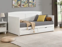 Vente-unique Cama Diván|Cama Nido|Daybed de 90 x 190 o 180 x 190 cm en pino y MDF con somier de láminas - DINIVA