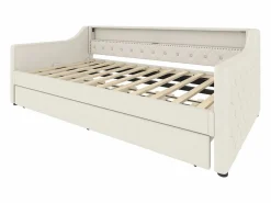 Hauss Spole Cama Diván|Daybed 90x200 cm con cama nido 90x190 cm - LED y USB - Cierre de botones - Tejido de lino