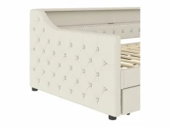 Hauss Spole Cama Diván|Daybed 90x200 cm con cama nido 90x190 cm - LED y USB - Cierre de botones - Tejido de lino