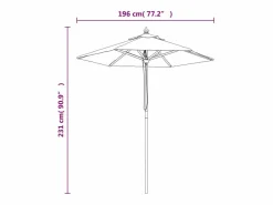 Garden Furniture Delinra Sombrilla de jardín con poste de madera verde 196x231 cm