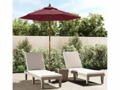 Garden Furniture Delinra Sombrilla de jardín con poste de madera rojo burdeos 196x231 cm Hot