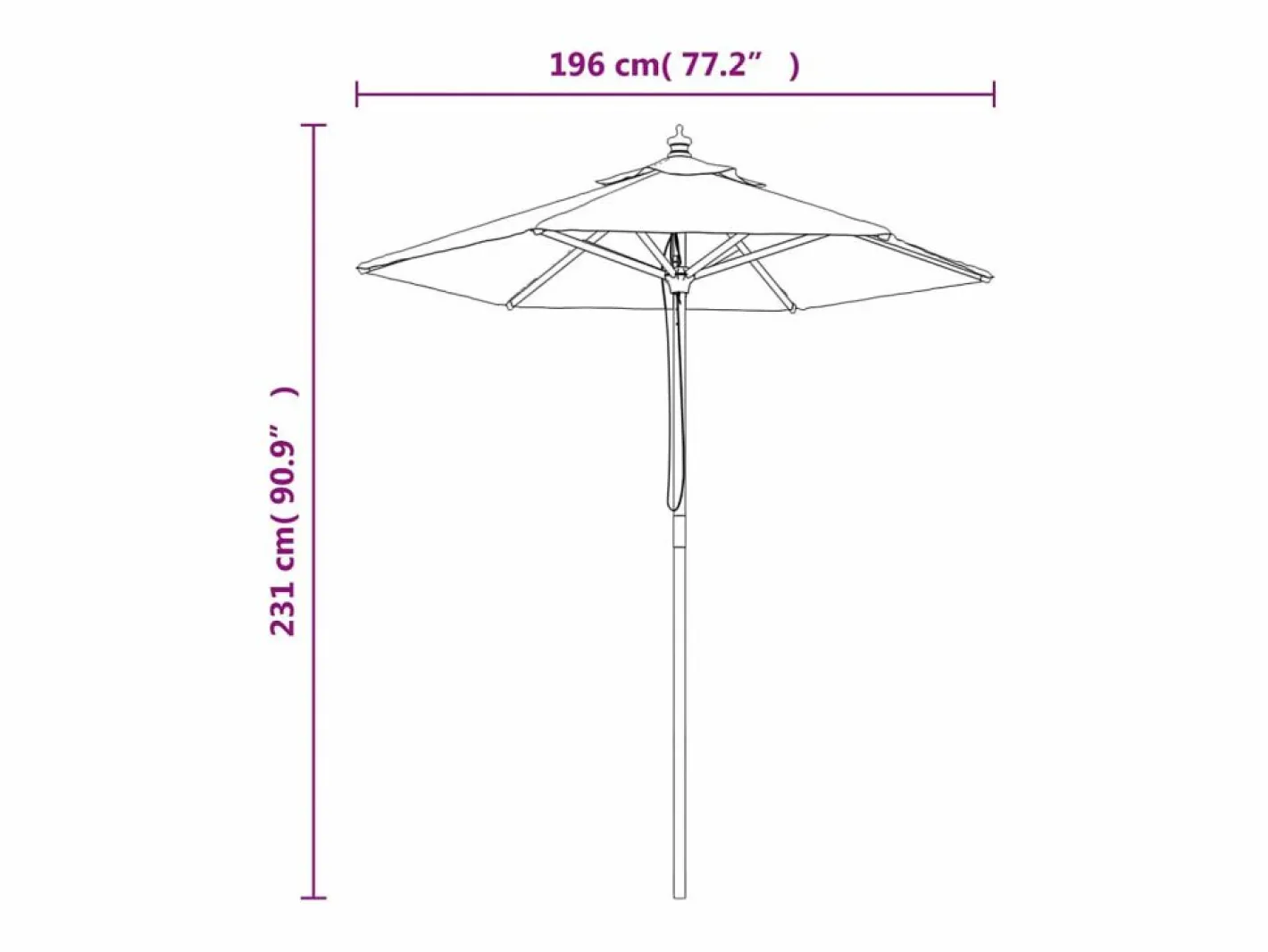 Garden Furniture Delinra Sombrilla de jardín con poste de madera rojo burdeos 196x231 cm Hot